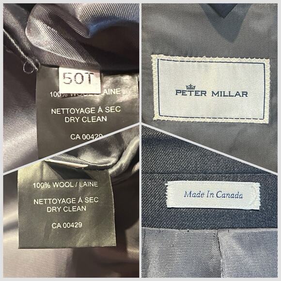 Peter Millar 50L 42x30 Charcoal Gray Nailhead Quality Wool 2 Piece Suit - Picture 16 of 16